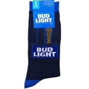 Wholesale - 1pr BUD LIGHT BLUE MEN CREW SOCKS SIZE 10-13 C/P 60, UPC: 194382048269